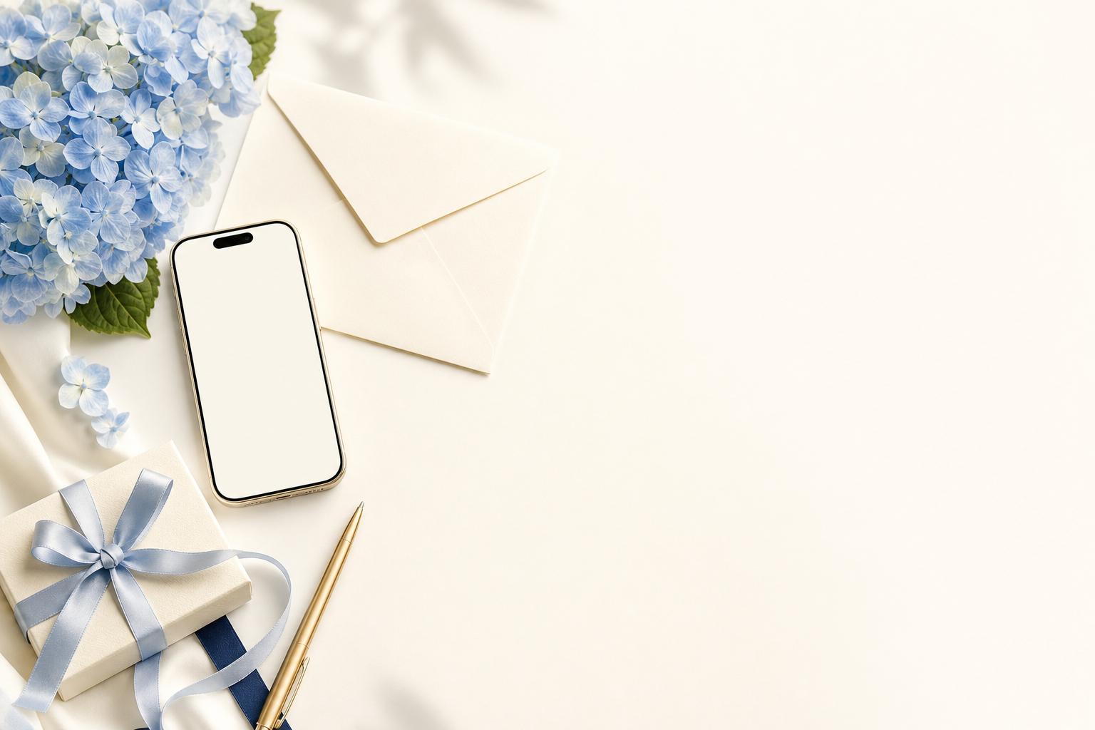 公式LINEでの連絡を表すスマートフォンと花